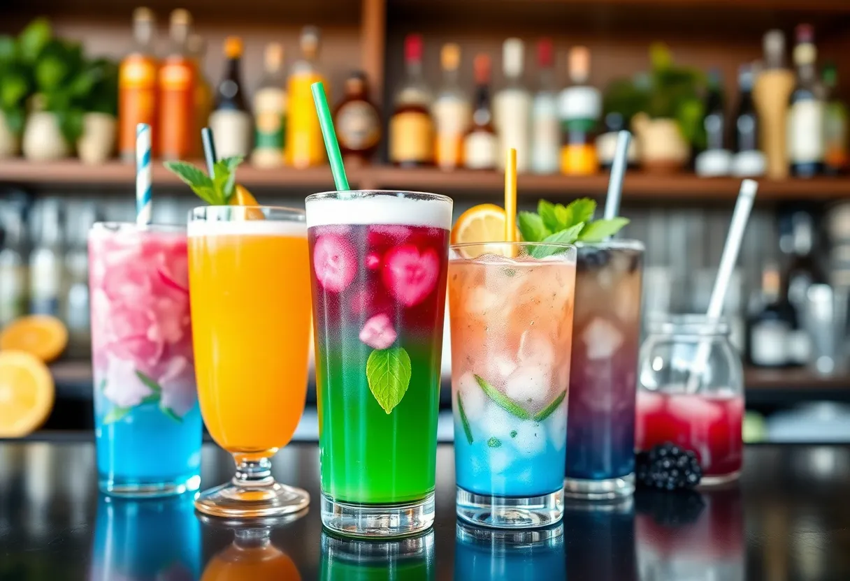 An array of innovative beverages reflecting the 2026 industry trends.