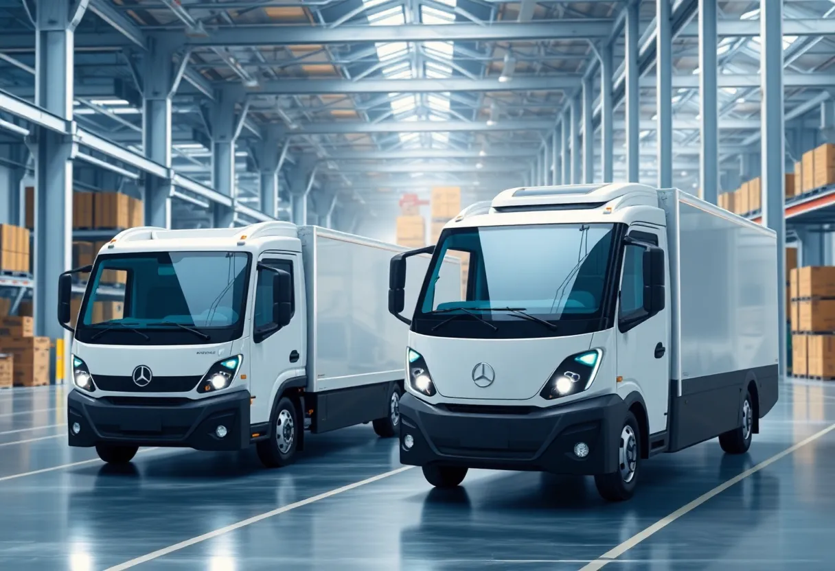 Autonomous electric trucks used by GE Appliances in logistics operations