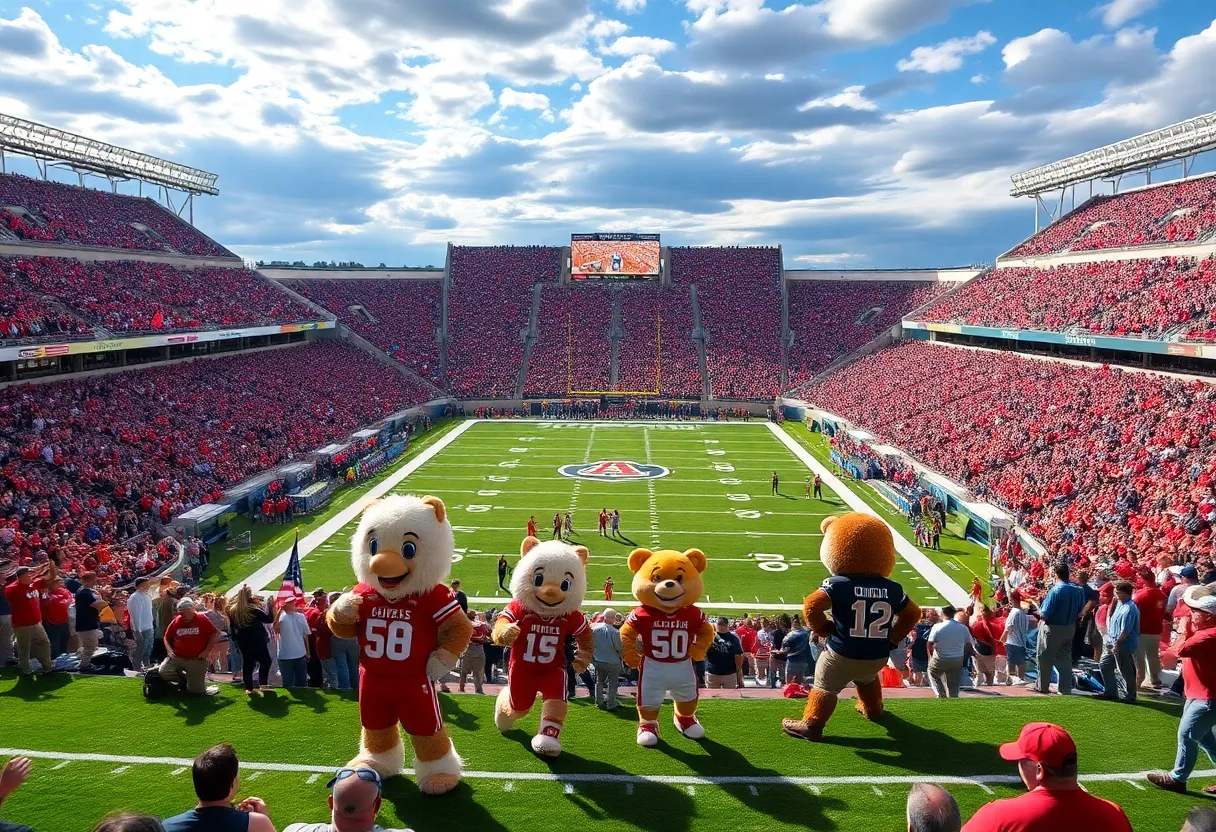 Fans cheering in a college football stadium during the Governor's Cup game.