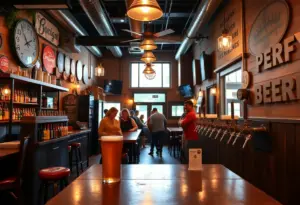 A photo of Gravely Brewing Co.'s taproom showcasing craft beer.