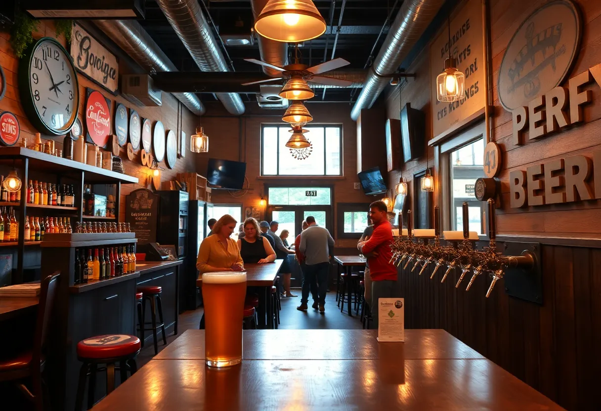 A photo of Gravely Brewing Co.'s taproom showcasing craft beer.