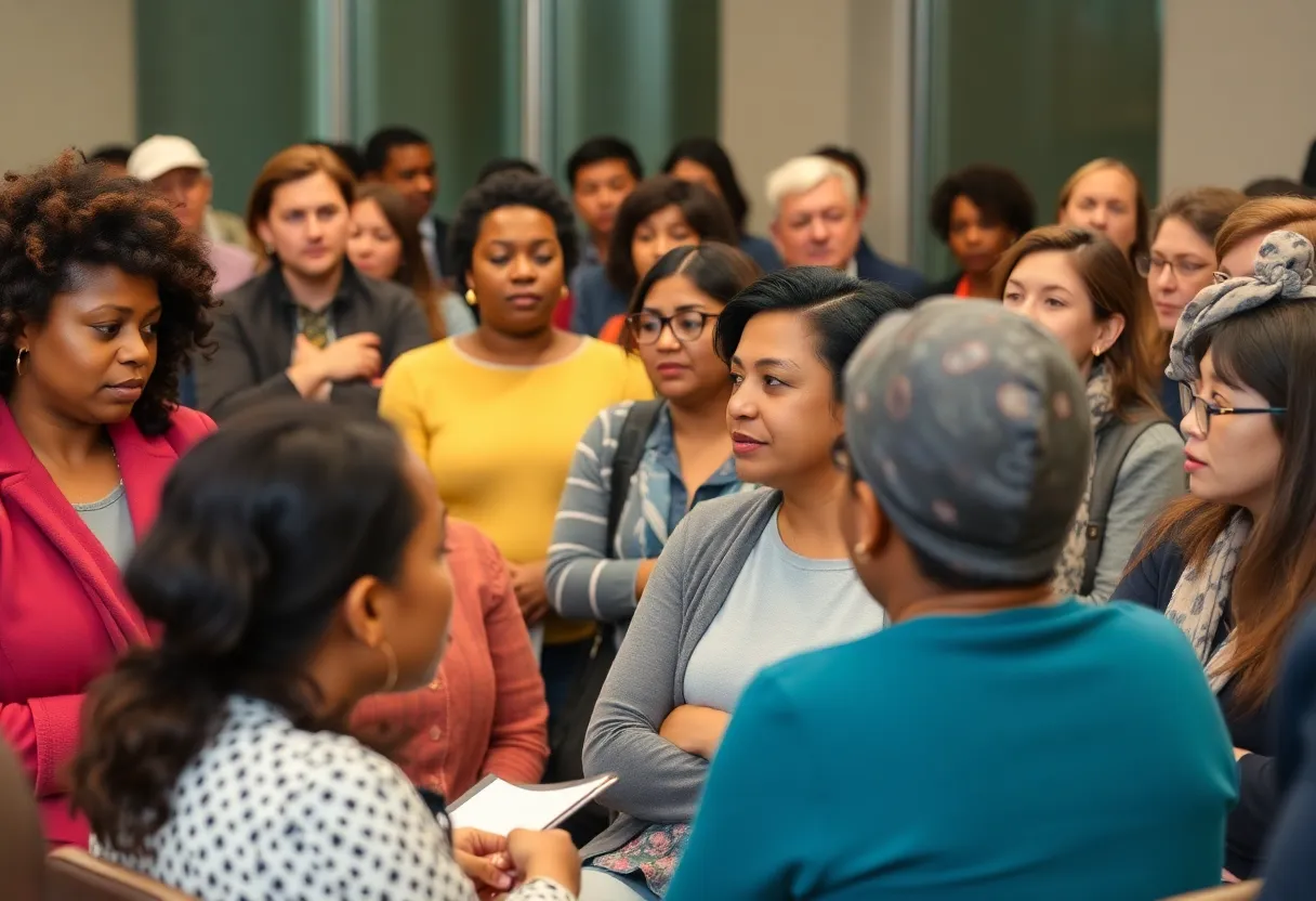 Community members at a forum discussing JCPS school closures