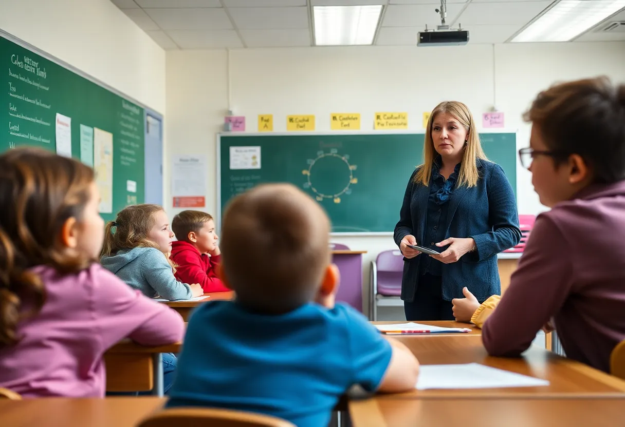 Image depicting a classroom discussion about safety protocols in schools.