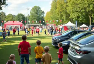 Community members celebrating at the Juice Bowl festival in Louisville.