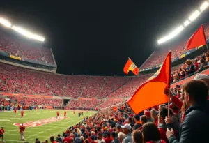 Crowd cheering in Kentucky Wildcats football stadium