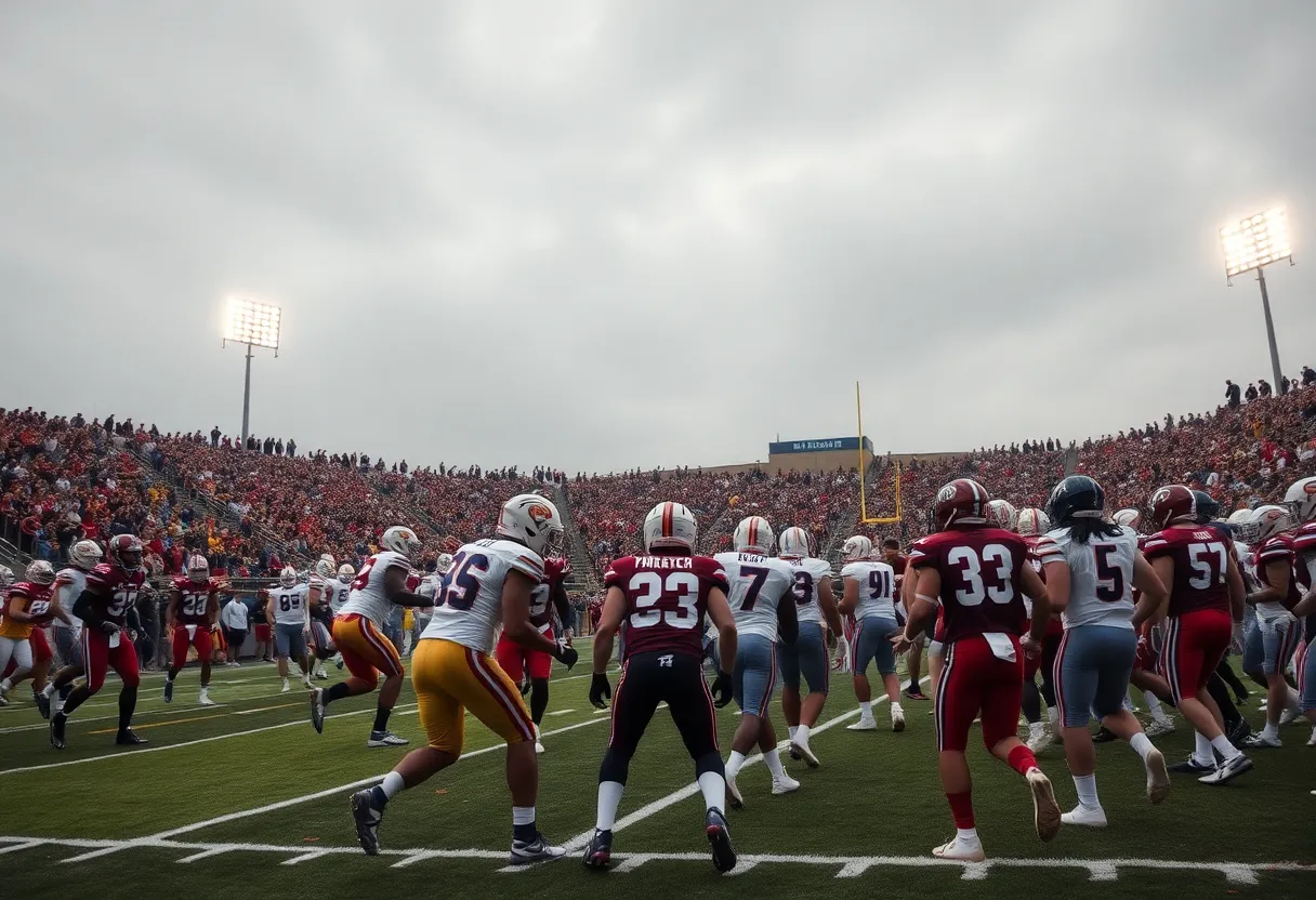 Kentucky Wildcats playing against Louisville Cardinals in a football game.