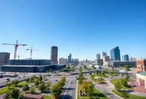 Cityscape of Louisville illustrating ongoing construction activities and community facilities.