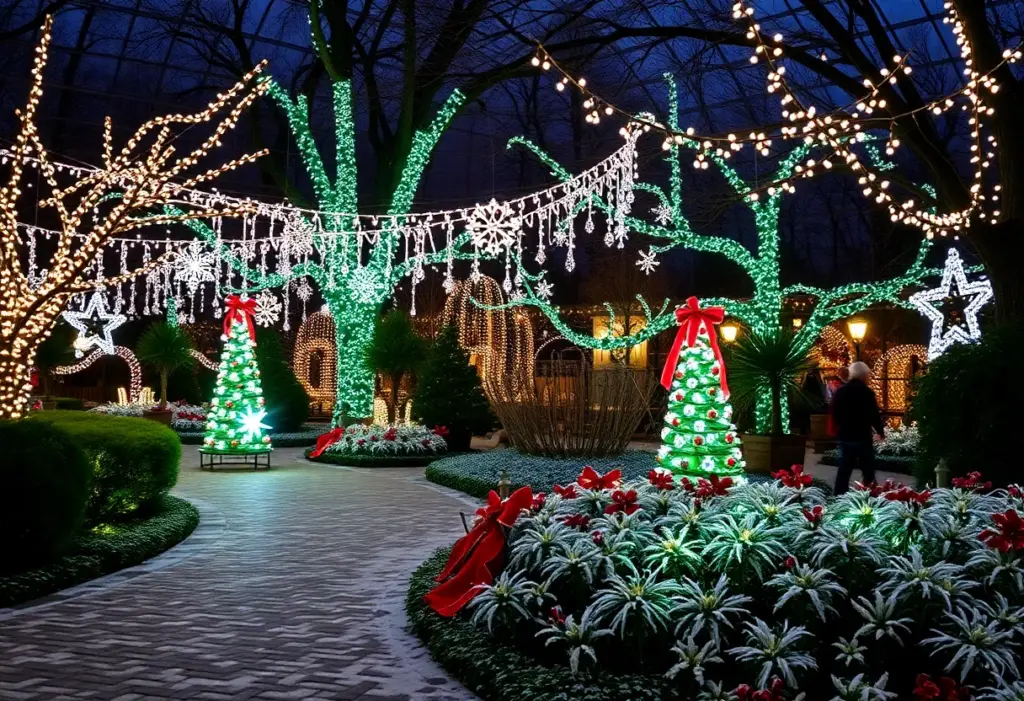 Holiday lights at Waterfront Botanical Gardens in Louisville, KY