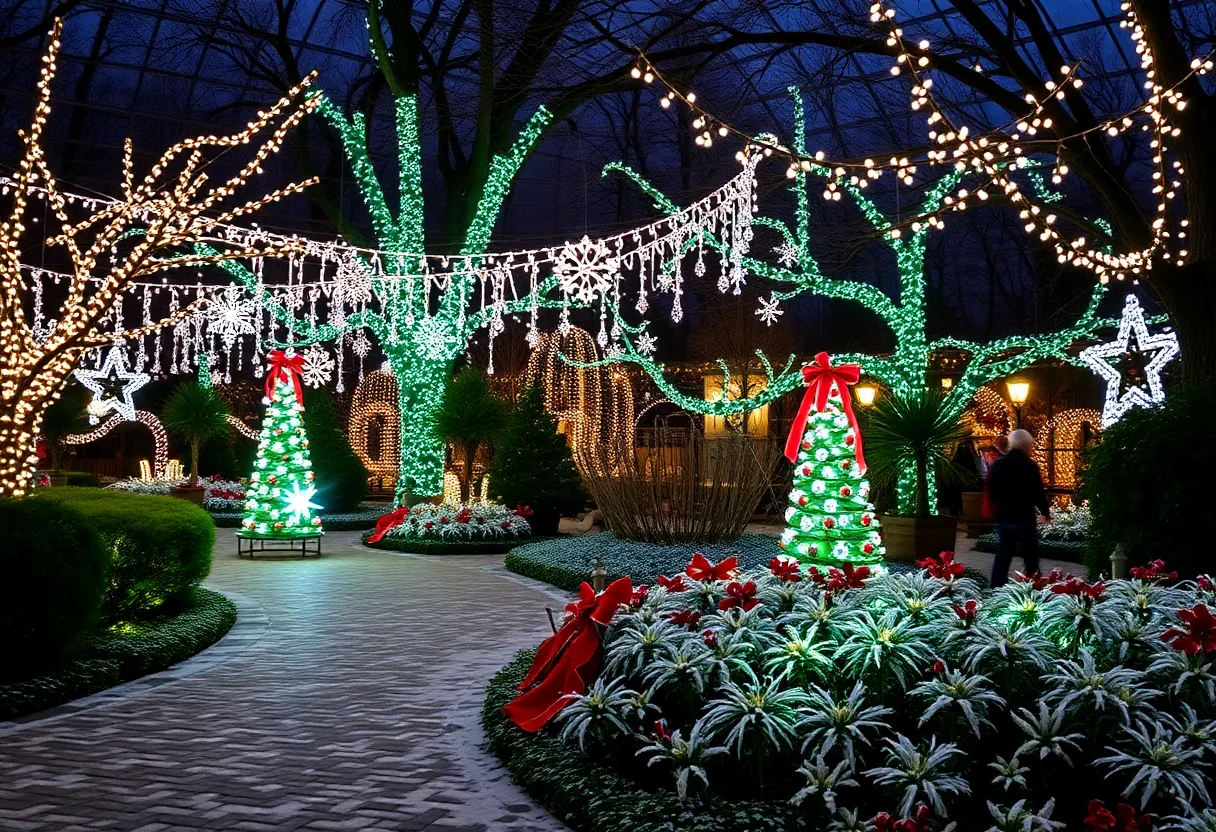 Holiday lights at Waterfront Botanical Gardens in Louisville, KY