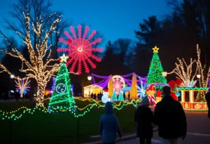 Christmas lights display in a Louisville park
