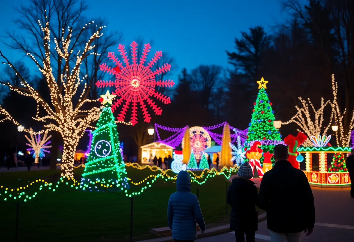 Christmas lights display in a Louisville park