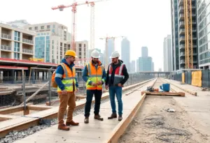 Engineers collaborating on an urban infrastructure project