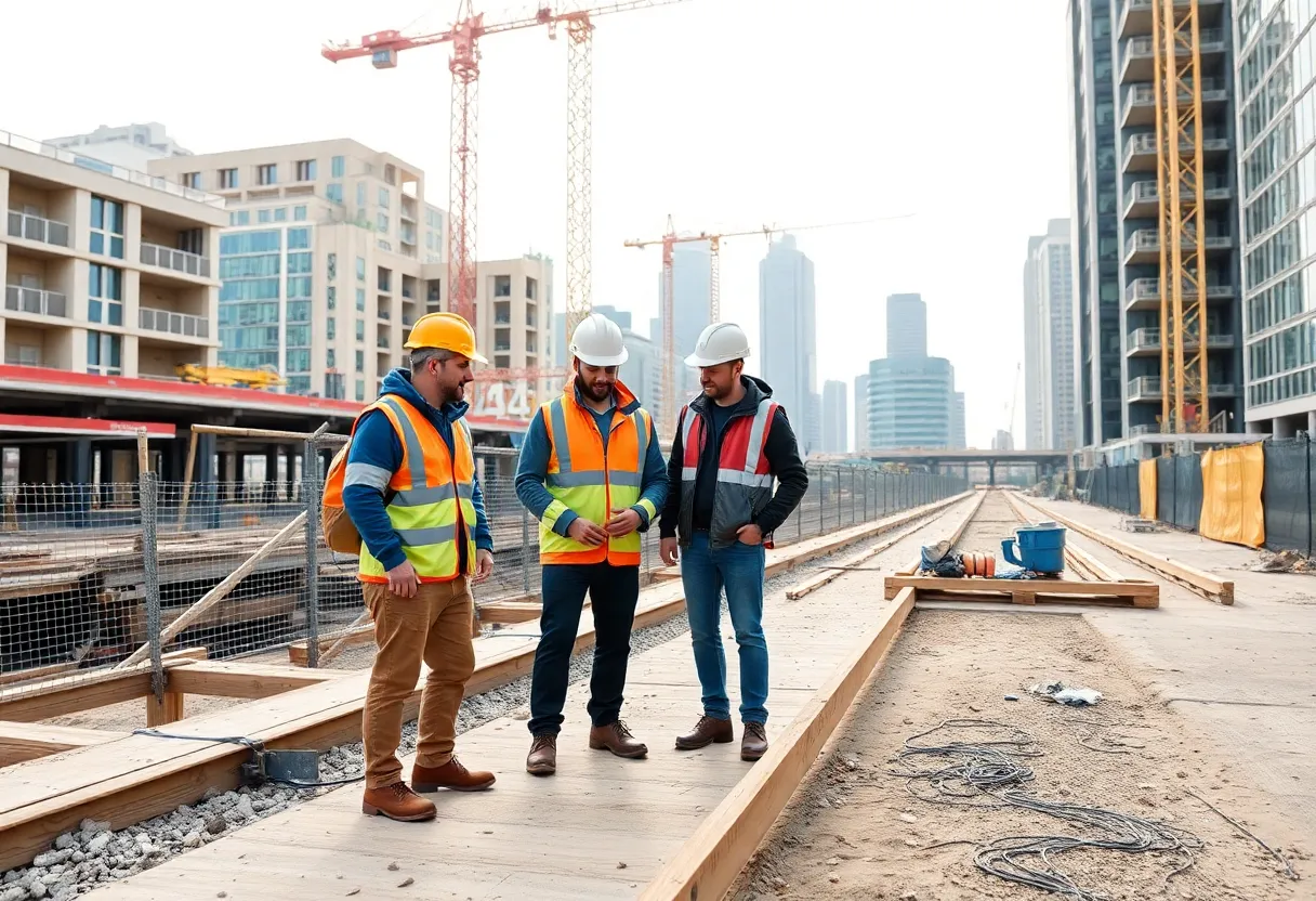 Engineers collaborating on an urban infrastructure project