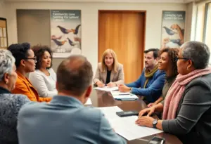 Meeting of nonprofit leaders discussing charitable gaming regulations.