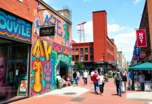 The lively and colorful NuLu district in Louisville with art galleries and boutiques.