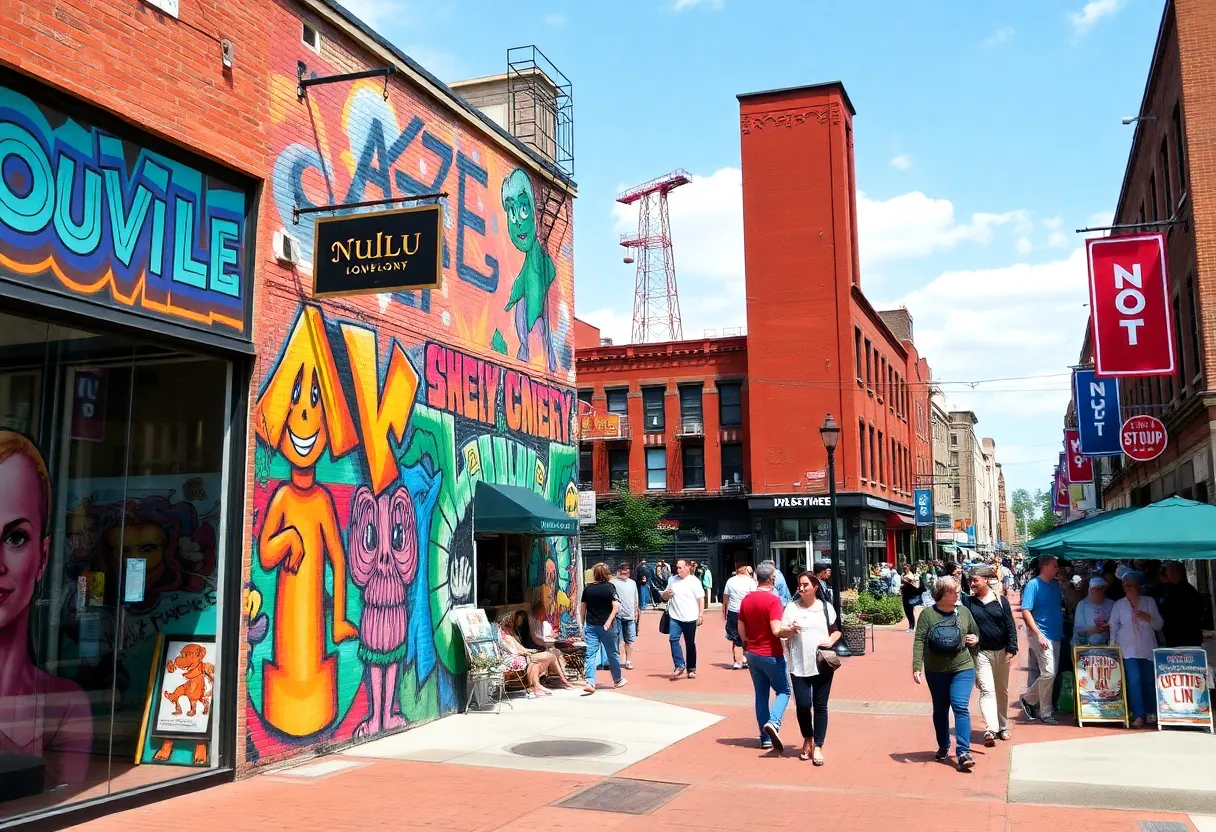 The lively and colorful NuLu district in Louisville with art galleries and boutiques.
