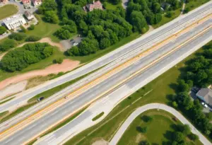 Aerial construction plan for Ring Road extension in Elizabethtown