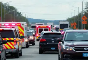 Emergency vehicles in heavy traffic in Shepherdsville, Kentucky