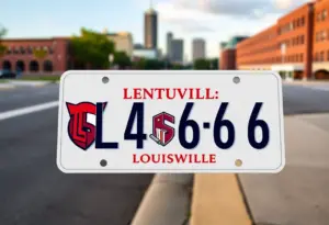 Specialty license plate design featuring St. Xavier High School emblem