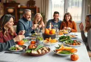 Family celebrating Thanksgiving with nutritious food suitable for Alzheimer’s patients