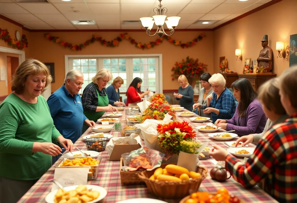 Thanksgiving meal served by volunteers at Ronald McDonald House