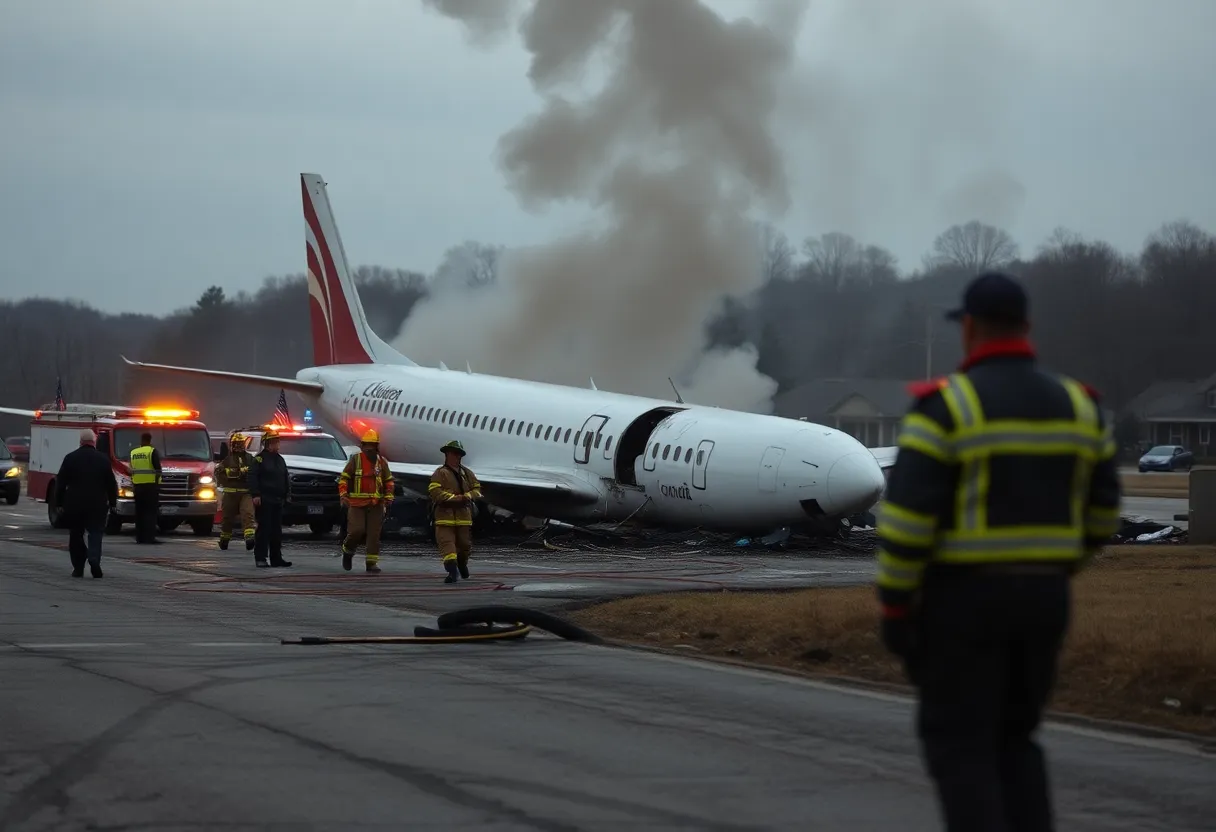Emergency response team at the site of the UPS plane crash in Louisville