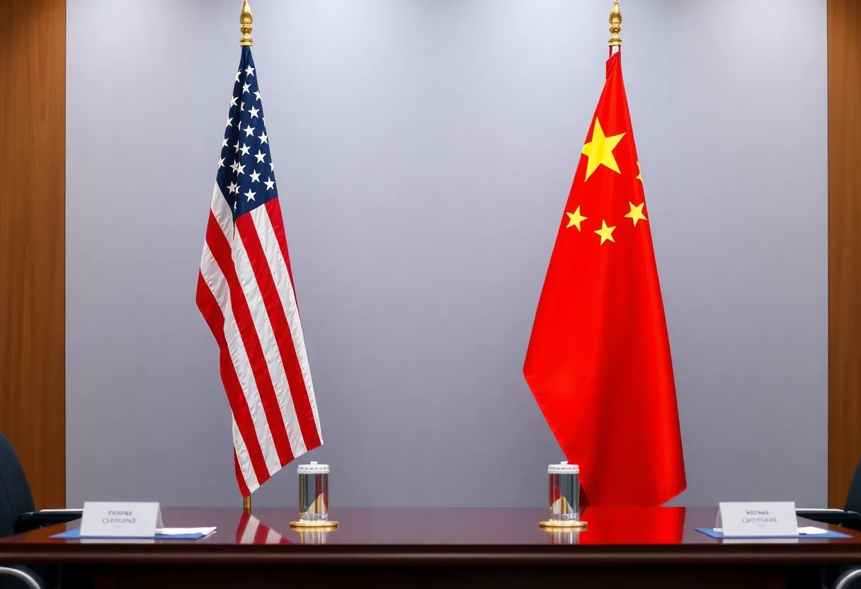 Flags of the U.S. and China representing diplomatic relations