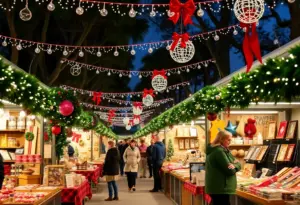 Vibrant scene of small businesses at the 3rd Turn Christmas Market in Tampa Bay