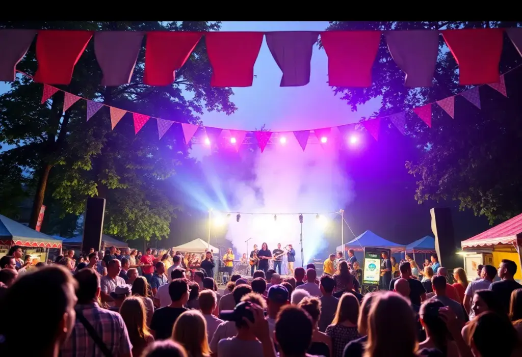 Crowd enjoying a live music performance at Abbey Road on the River Festival