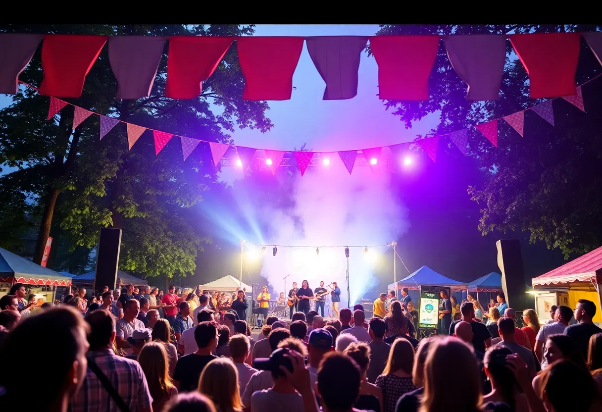 Crowd enjoying a live music performance at Abbey Road on the River Festival