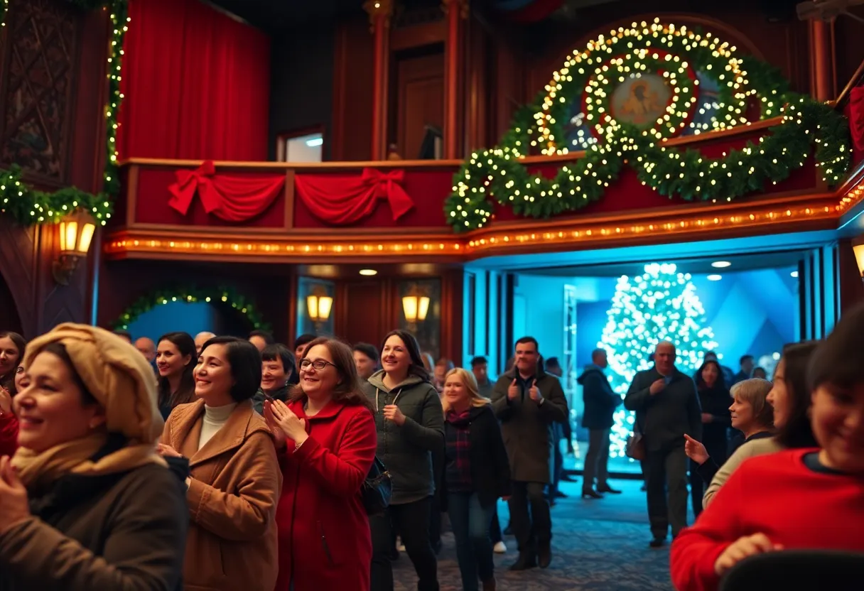 Audience entering the theater for A Christmas Carol
