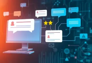 Abstract representation of AI generating reviews