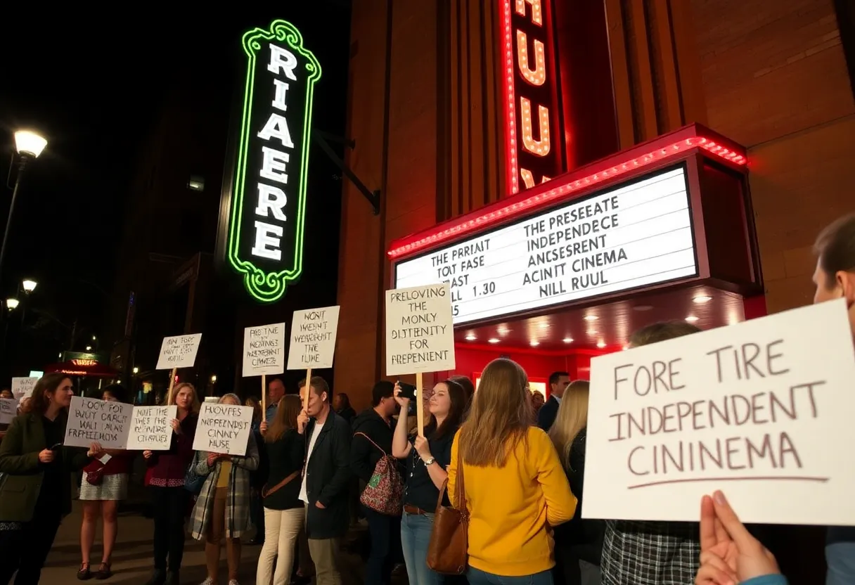 Community members rallying for Baxter Avenue Theatre