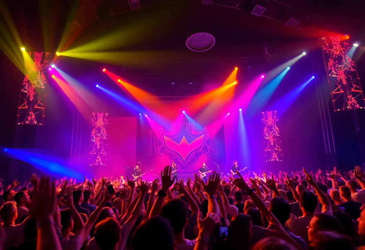 Live performance by Bloodywood at a concert in Louisville.