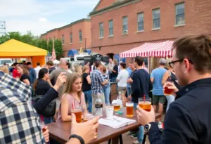 Crowd enjoying a bourbon tasting event at Paristown Point