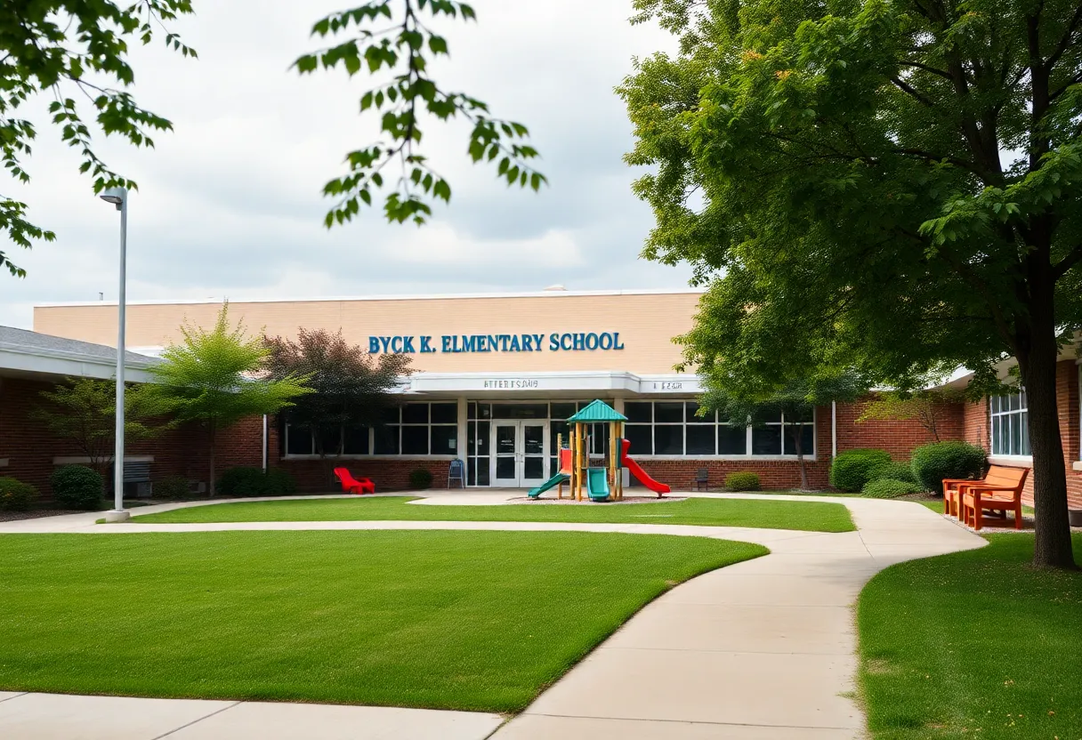 Exterior of Byck Elementary School during a sunny day