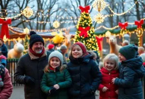 Families celebrating Christmas at the Louisville Zoo