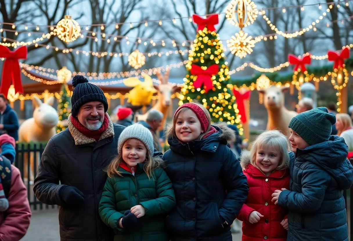 Families celebrating Christmas at the Louisville Zoo
