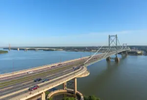 The Clark Memorial Bridge with traffic after reopening