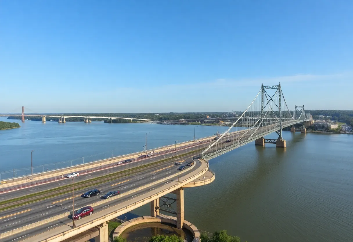 The Clark Memorial Bridge with traffic after reopening