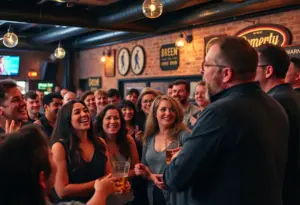 Audience enjoying a comedy night at Gravely Brewing Co.