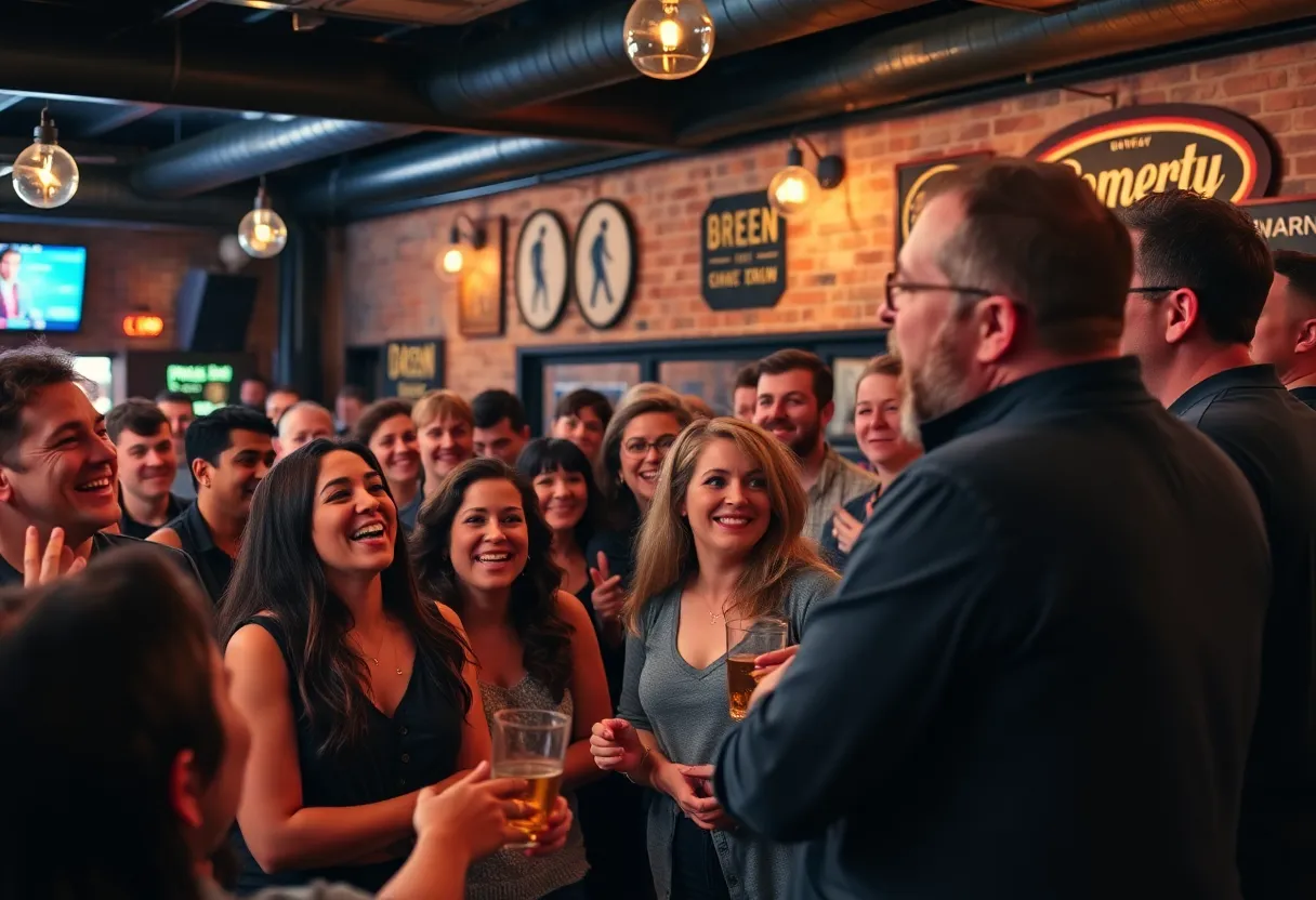 Audience enjoying a comedy night at Gravely Brewing Co.