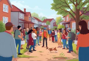 Community members collaborating to find a missing person