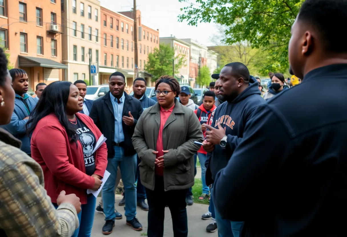 Residents and leaders discussing community safety in Louisville