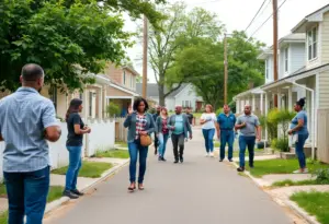 Neighborhood scene promoting community safety
