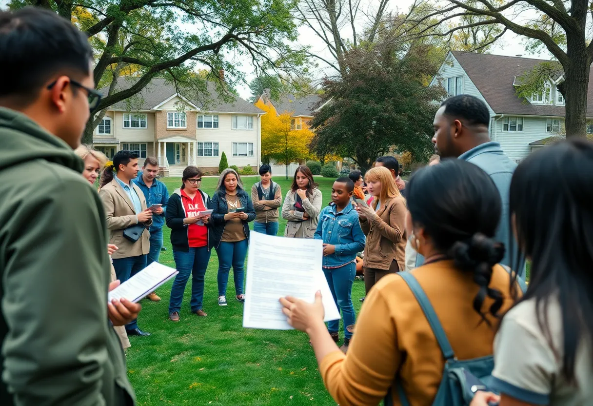 Community members discussing and sharing information about a missing person case.