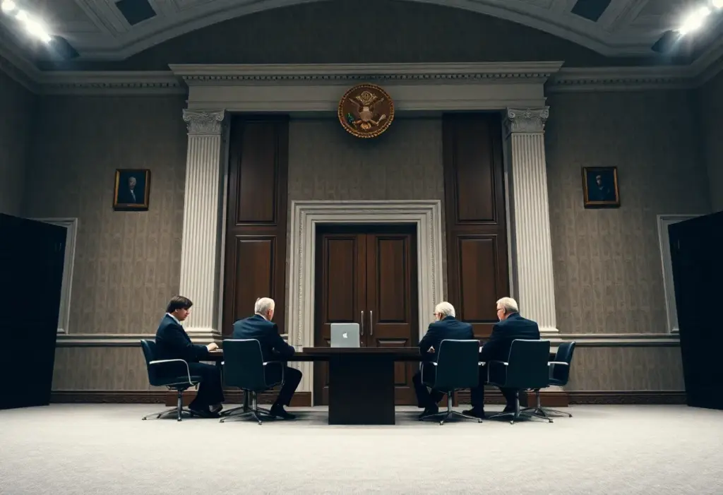 Illustration of a closed-door meeting in Congress