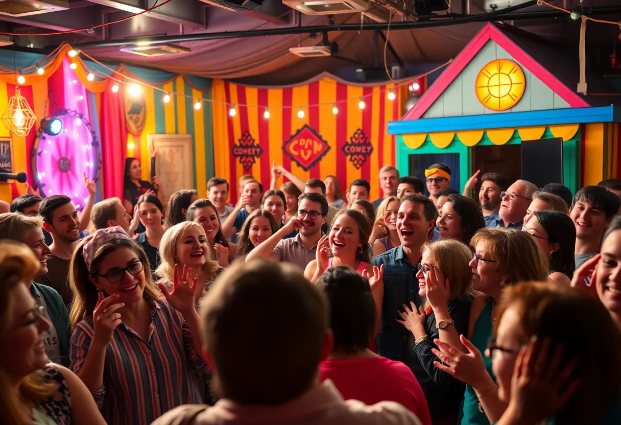 Audience enjoying a secret comedy show