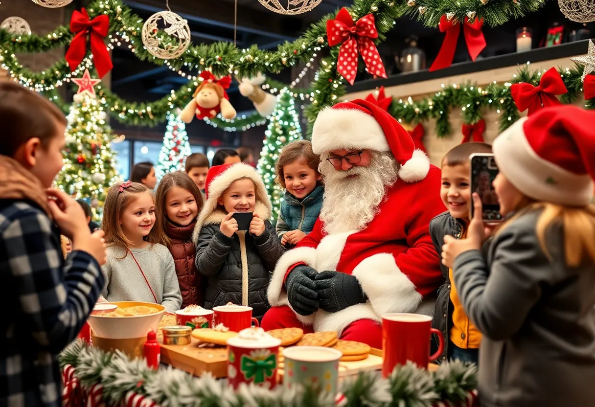 Families enjoying holiday activities at Davis Jewelers in Louisville