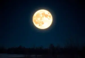 Supermoon in a clear winter sky
